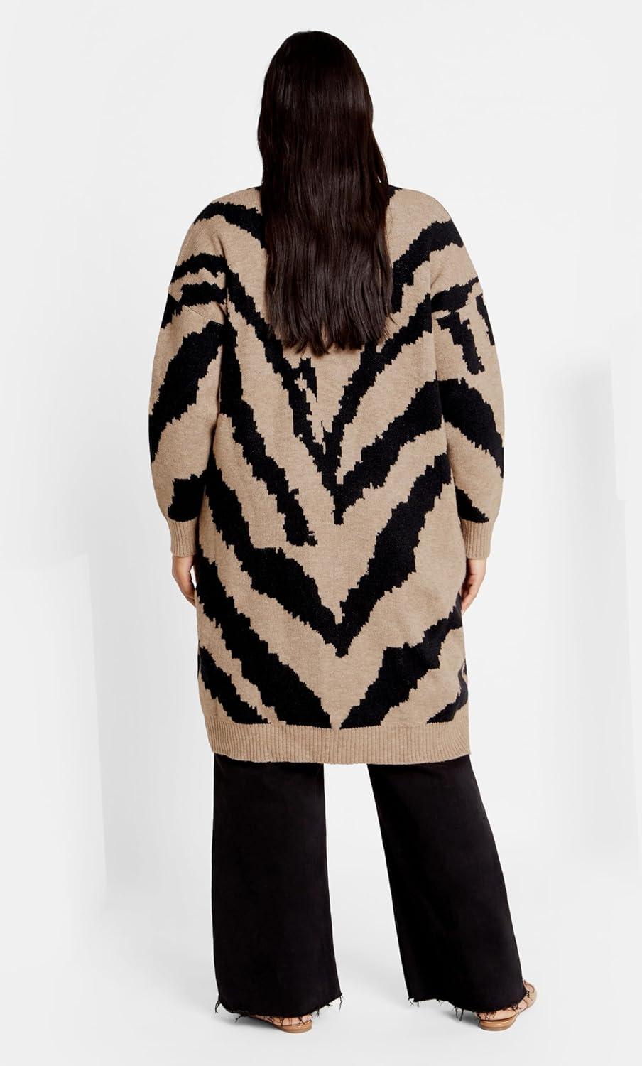 image:imageCity Chic Womens Plus Size Earn Your Stripes CardiganBlackIvory