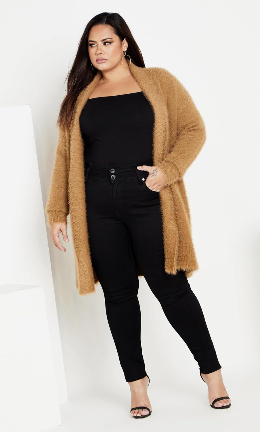 image:imageCity Chic Womens Plus Size Fluffy CardiganCaramel