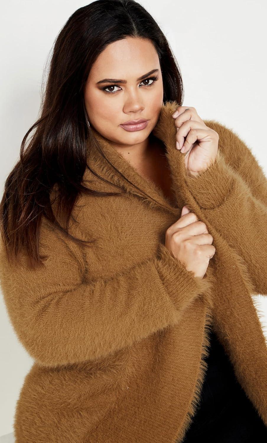 image:imageCity Chic Womens Plus Size Fluffy CardiganCaramel