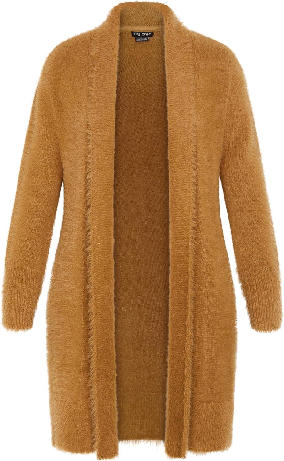 image:imageCity Chic Womens Plus Size Fluffy CardiganCaramel