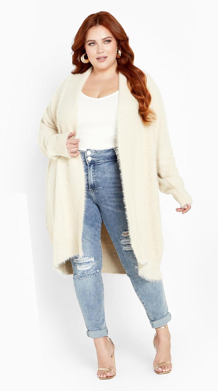 image:imageCity Chic Womens Plus Size Fluffy CardiganCream