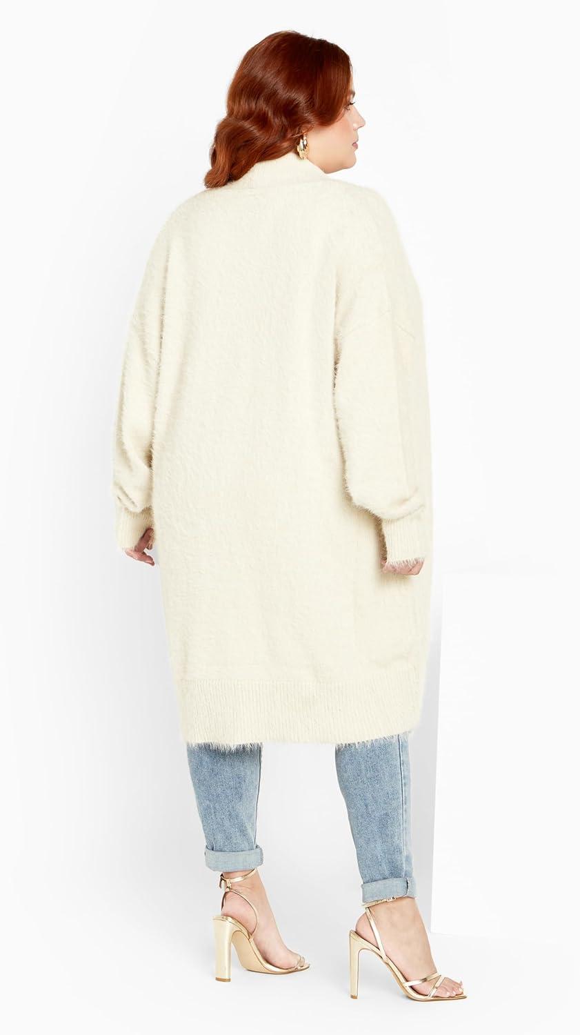 image:imageCity Chic Womens Plus Size Fluffy CardiganCream