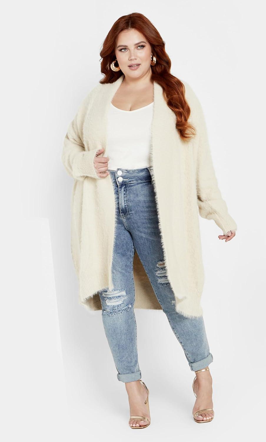 image:imageCity Chic Womens Plus Size Fluffy CardiganCream