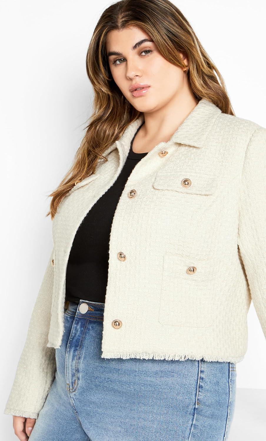 image:imageCity Chic Womens Plus Size Jacket AmiraCream