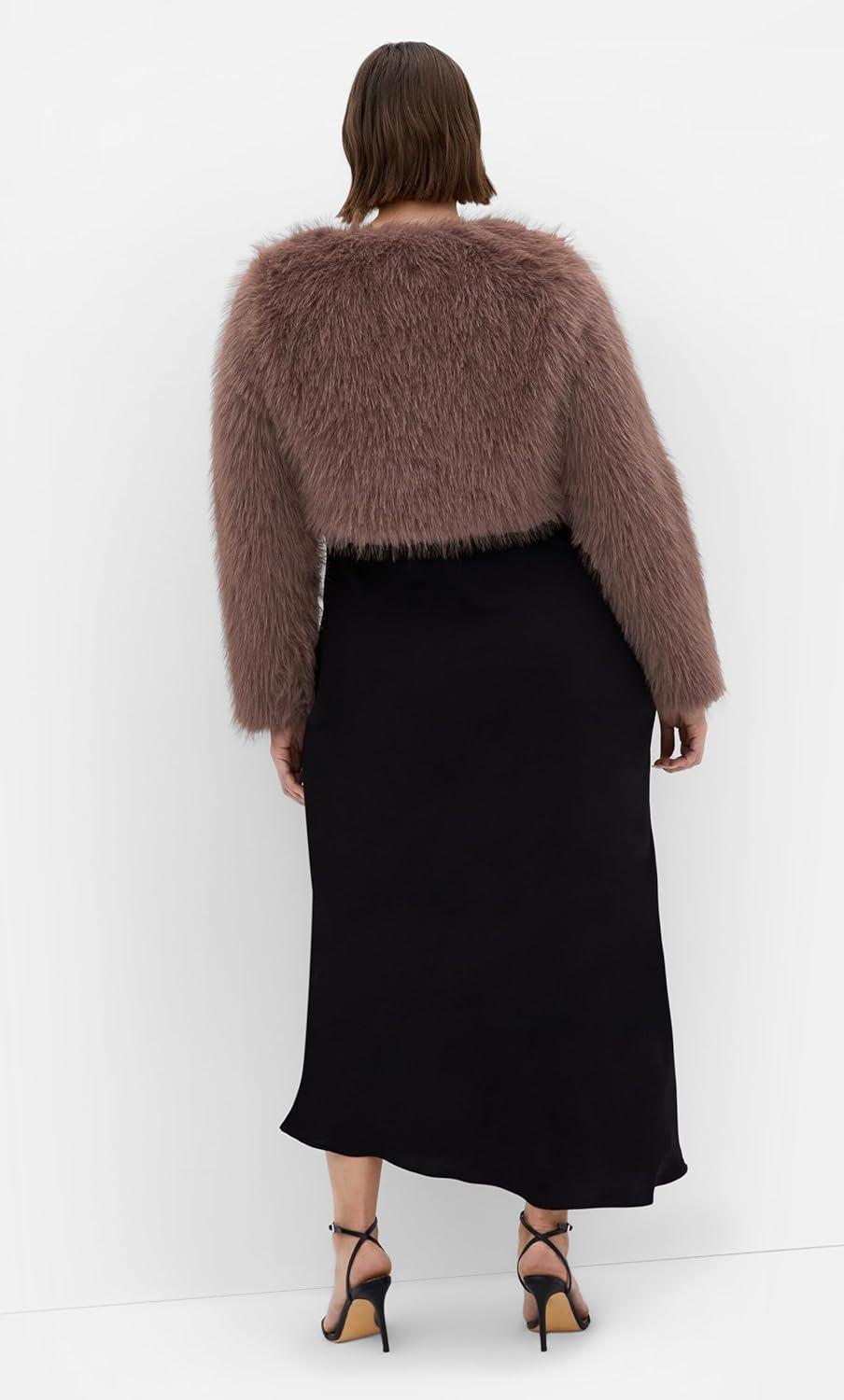 image:imageCity Chic Womens Plus Size Jacket Angelica Faux Fur CropTruffle