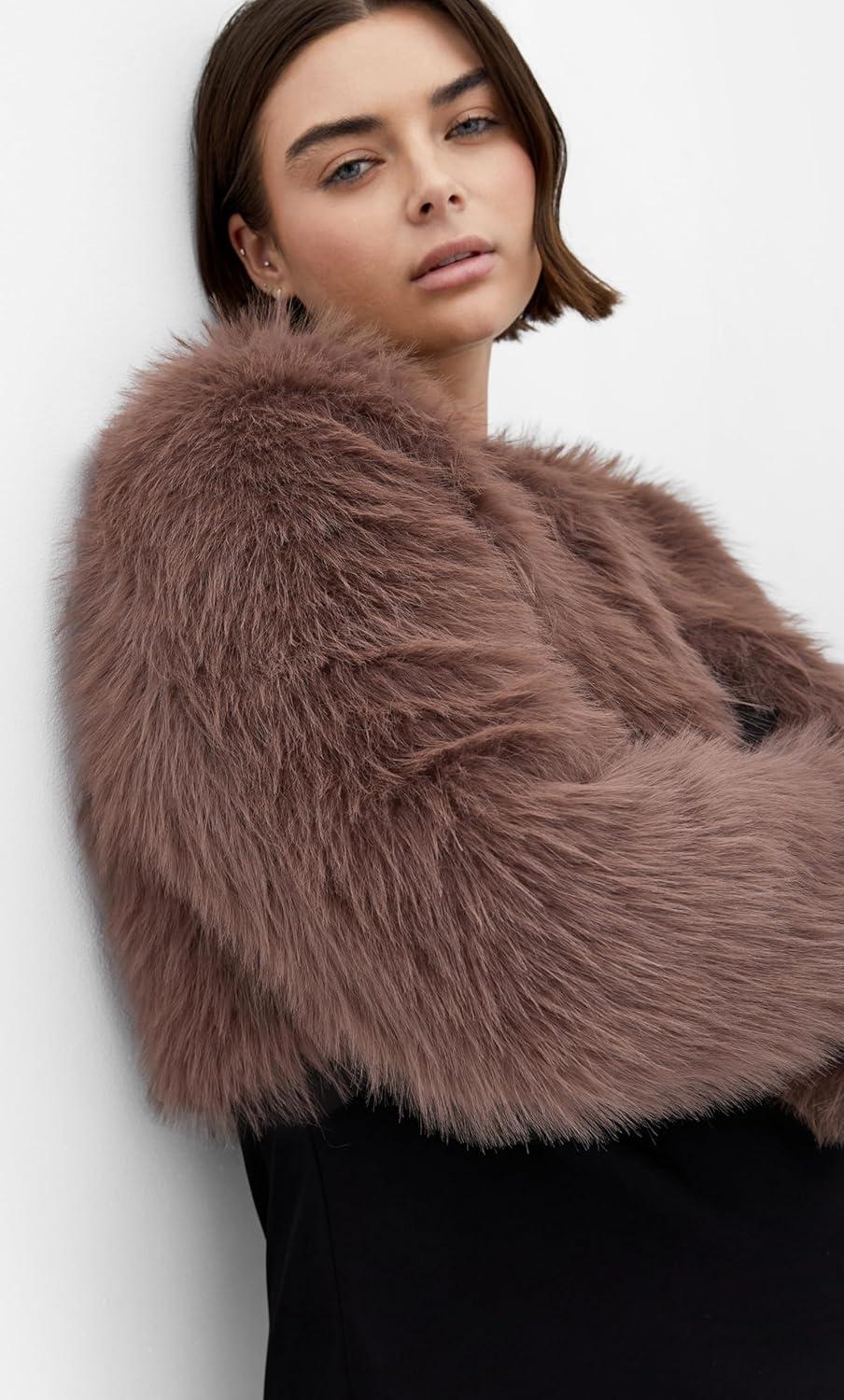 image:imageCity Chic Womens Plus Size Jacket Angelica Faux Fur CropTruffle