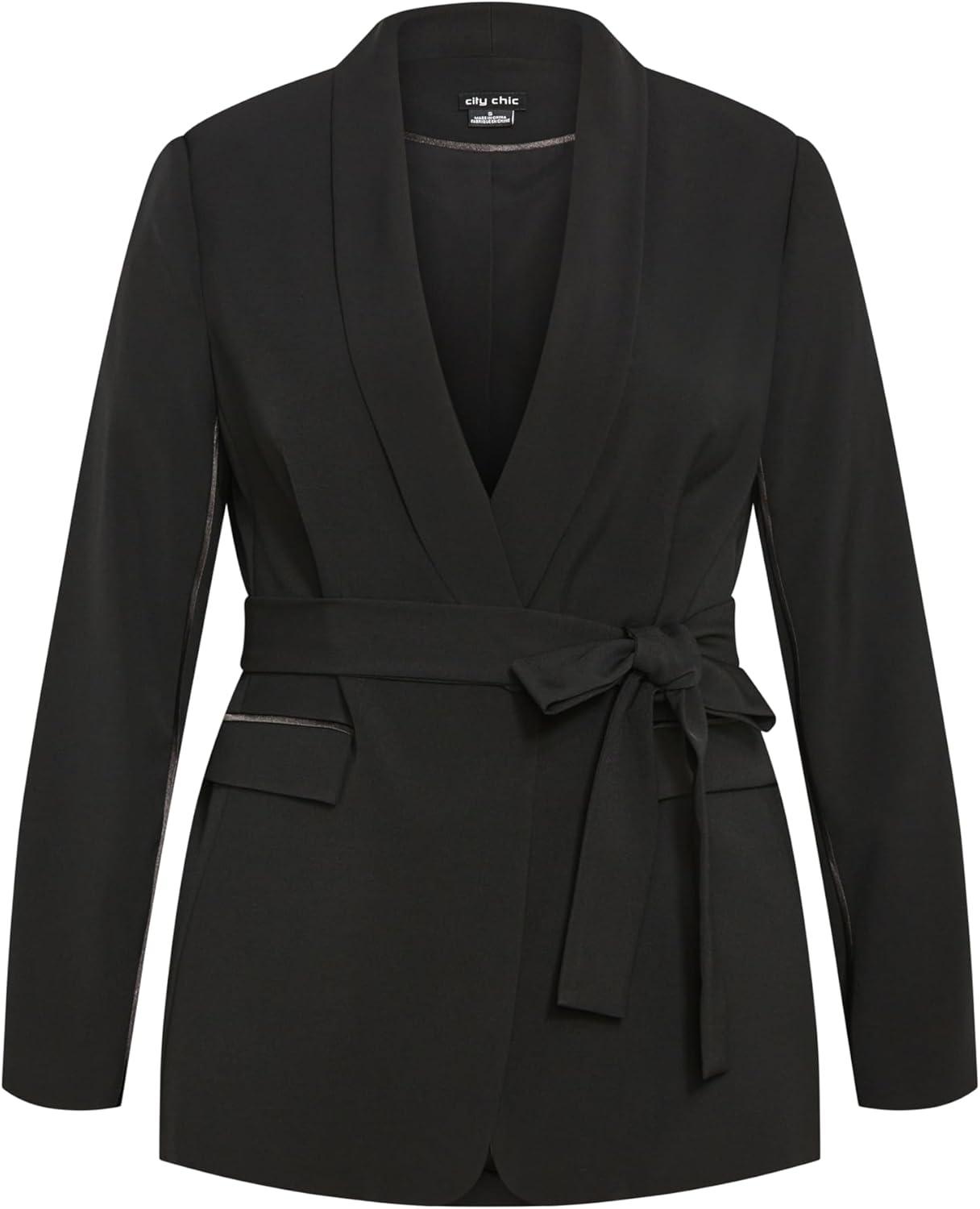 image:imageCity Chic Womens Plus Size Jacket Belted YasmineBlack