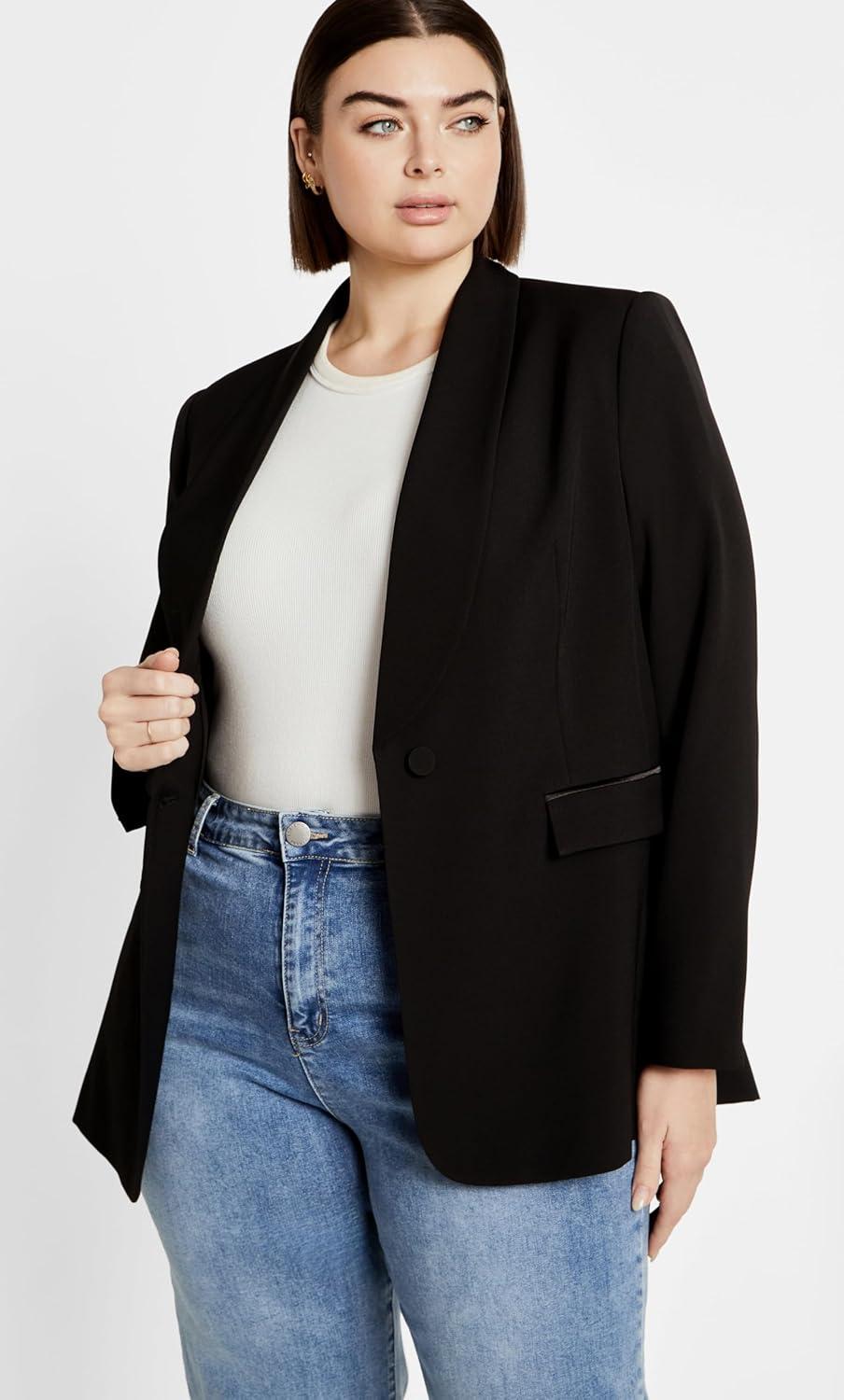 image:imageCity Chic Womens Plus Size Jacket Belted YasmineBlack