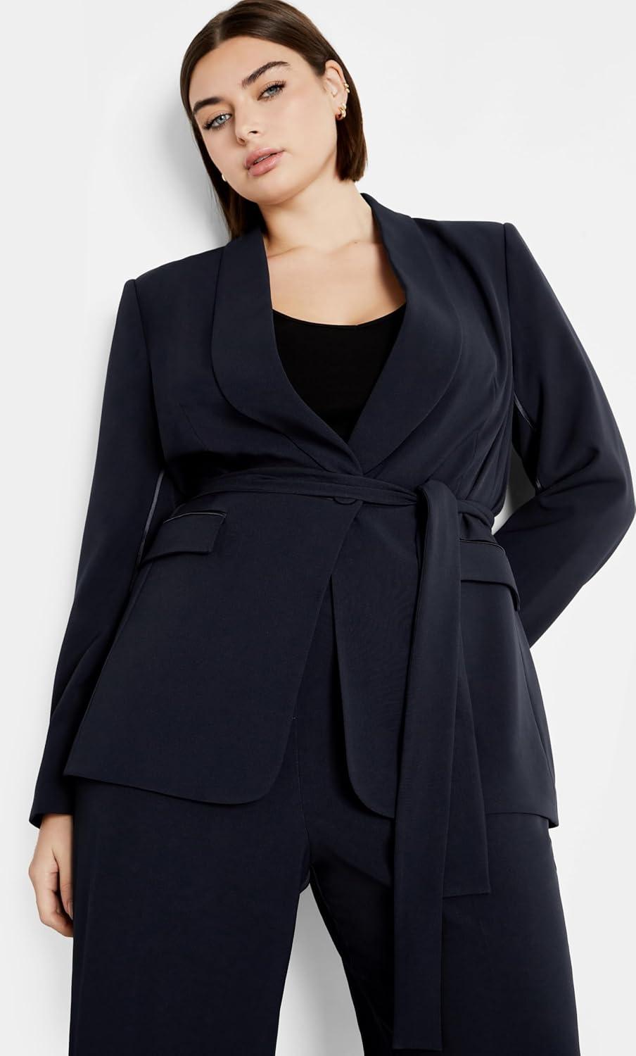 image:imageCity Chic Womens Plus Size Jacket Belted YasmineNavy