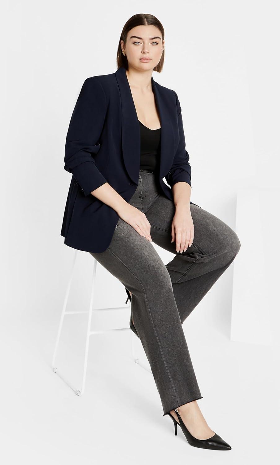 image:imageCity Chic Womens Plus Size Jacket Belted YasmineNavy