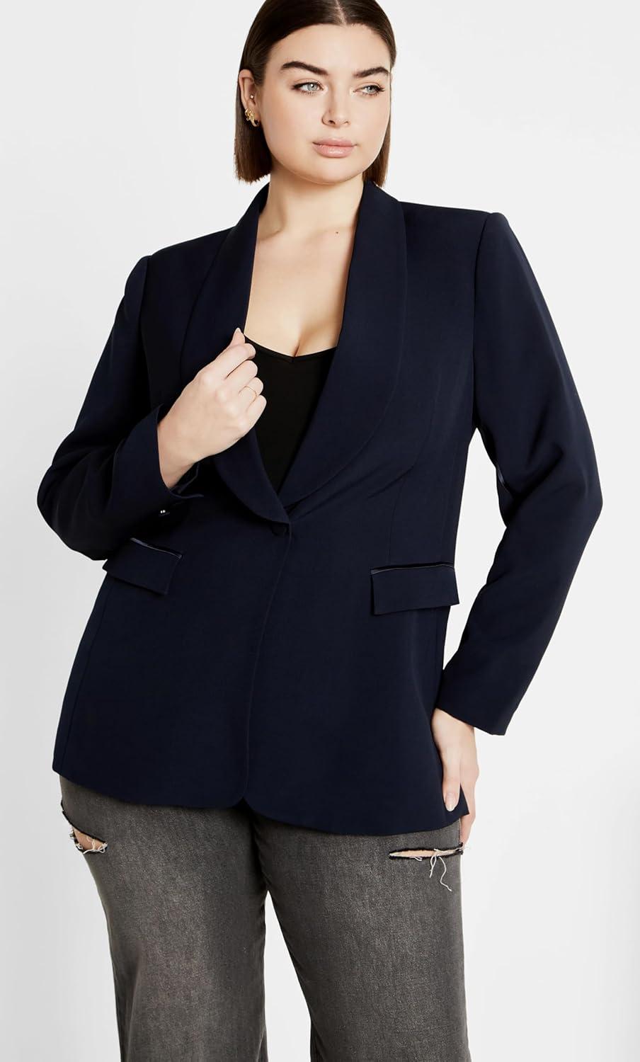 image:imageCity Chic Womens Plus Size Jacket Belted YasmineNavy