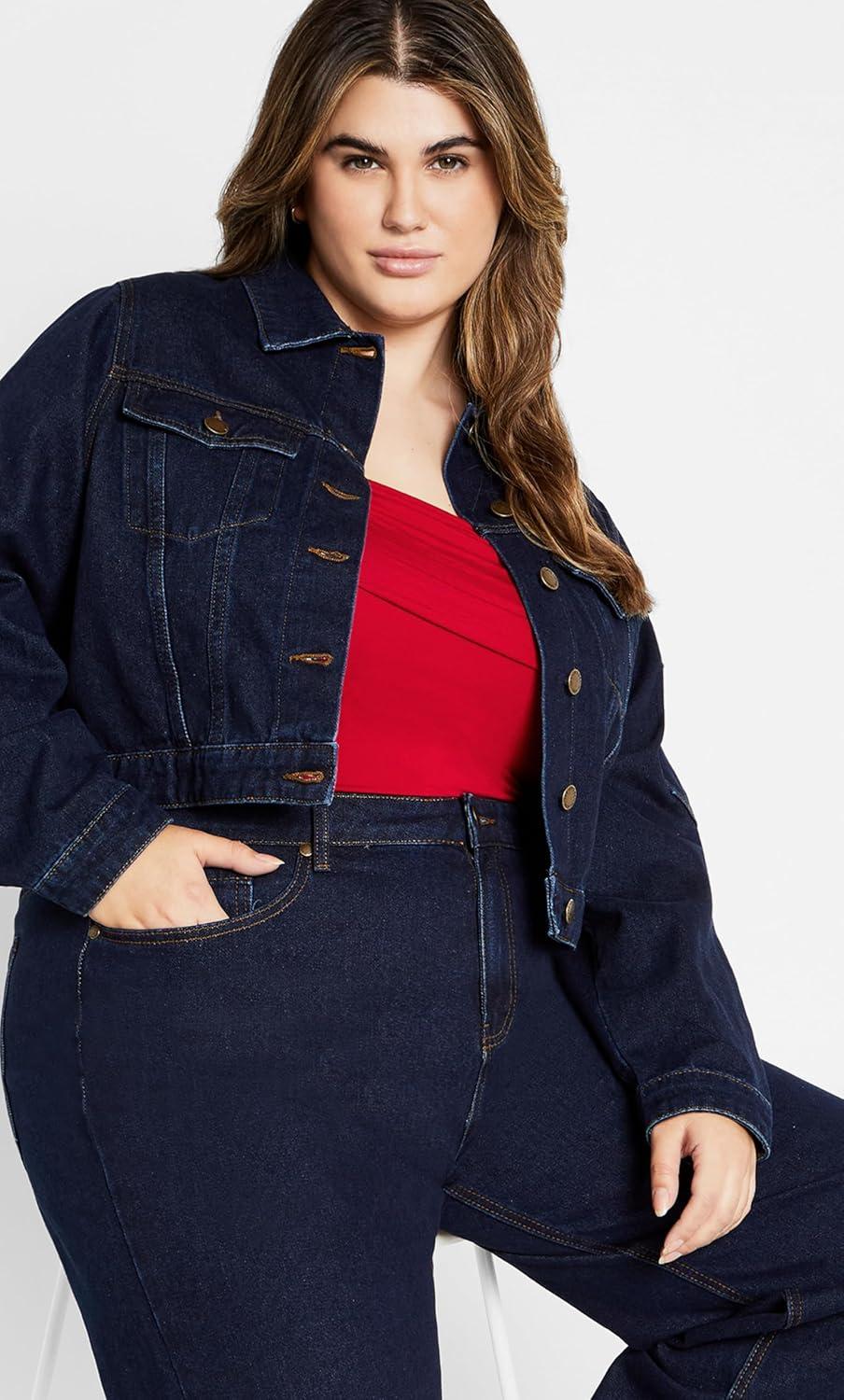image:imageCity Chic Womens Plus Size Jacket Denim JoJoDark Denim