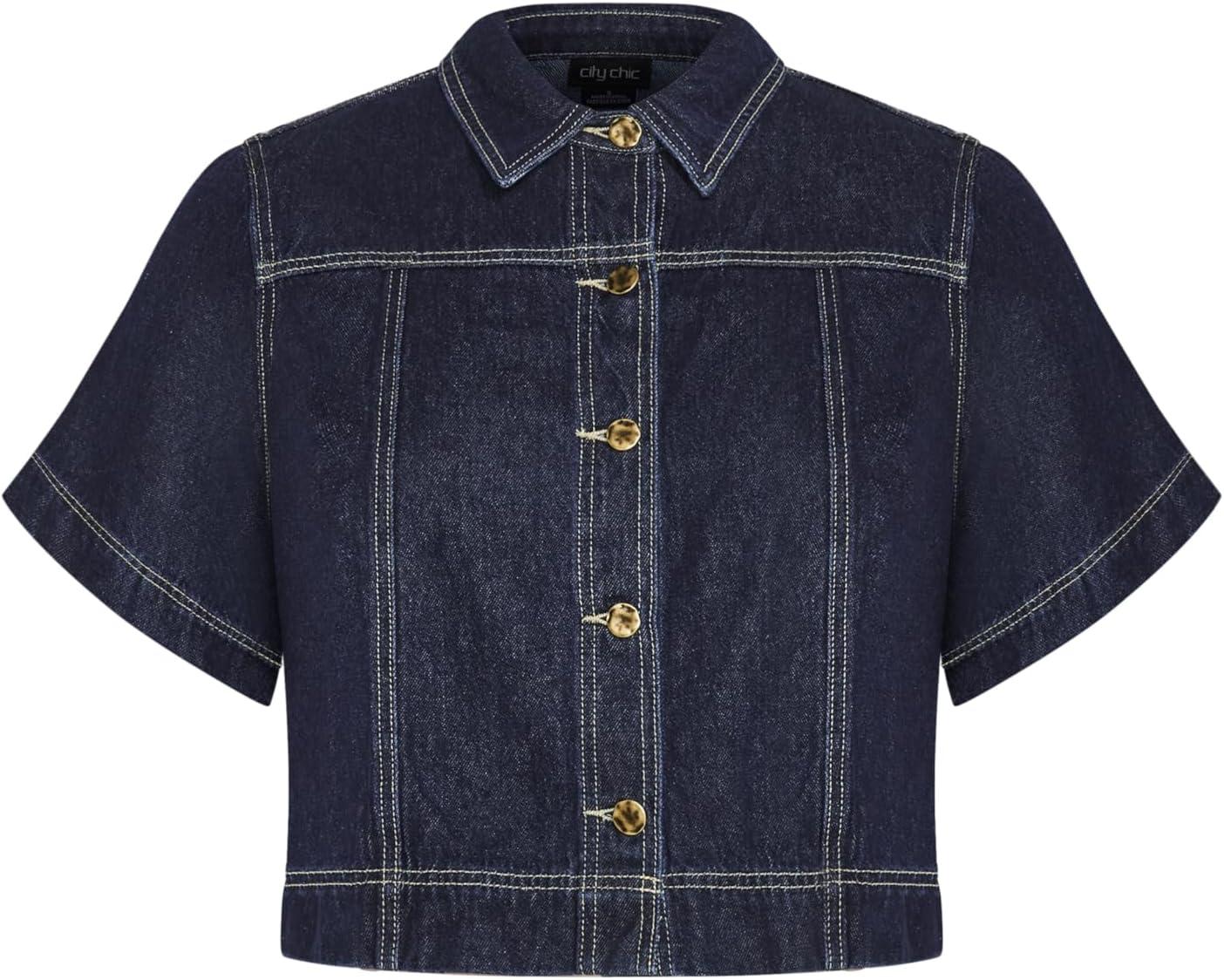 image:imageCity Chic Womens Plus Size Jacket Denim MillieDark Denim