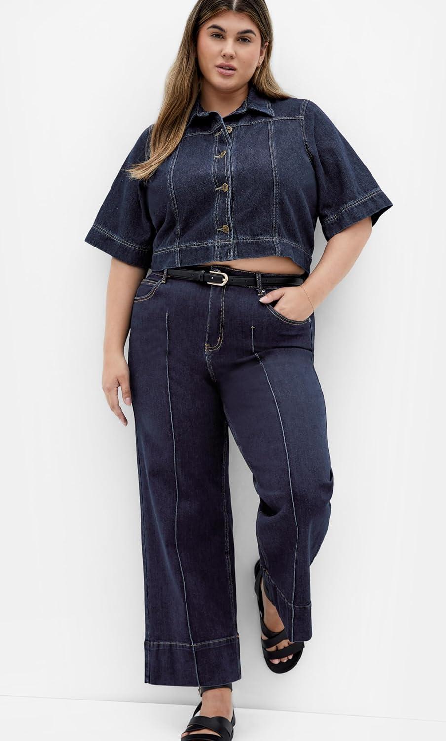 image:imageCity Chic Womens Plus Size Jacket Denim MillieDark Denim