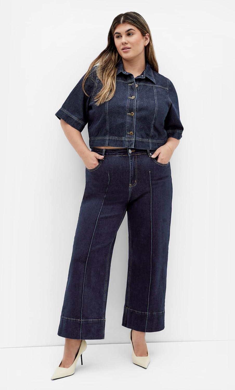 image:imageCity Chic Womens Plus Size Jacket Denim MillieDark Denim