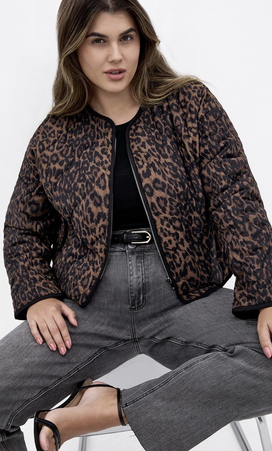 image:imageCity Chic Womens Plus Size Jacket Quilted Animal PrintAnimal