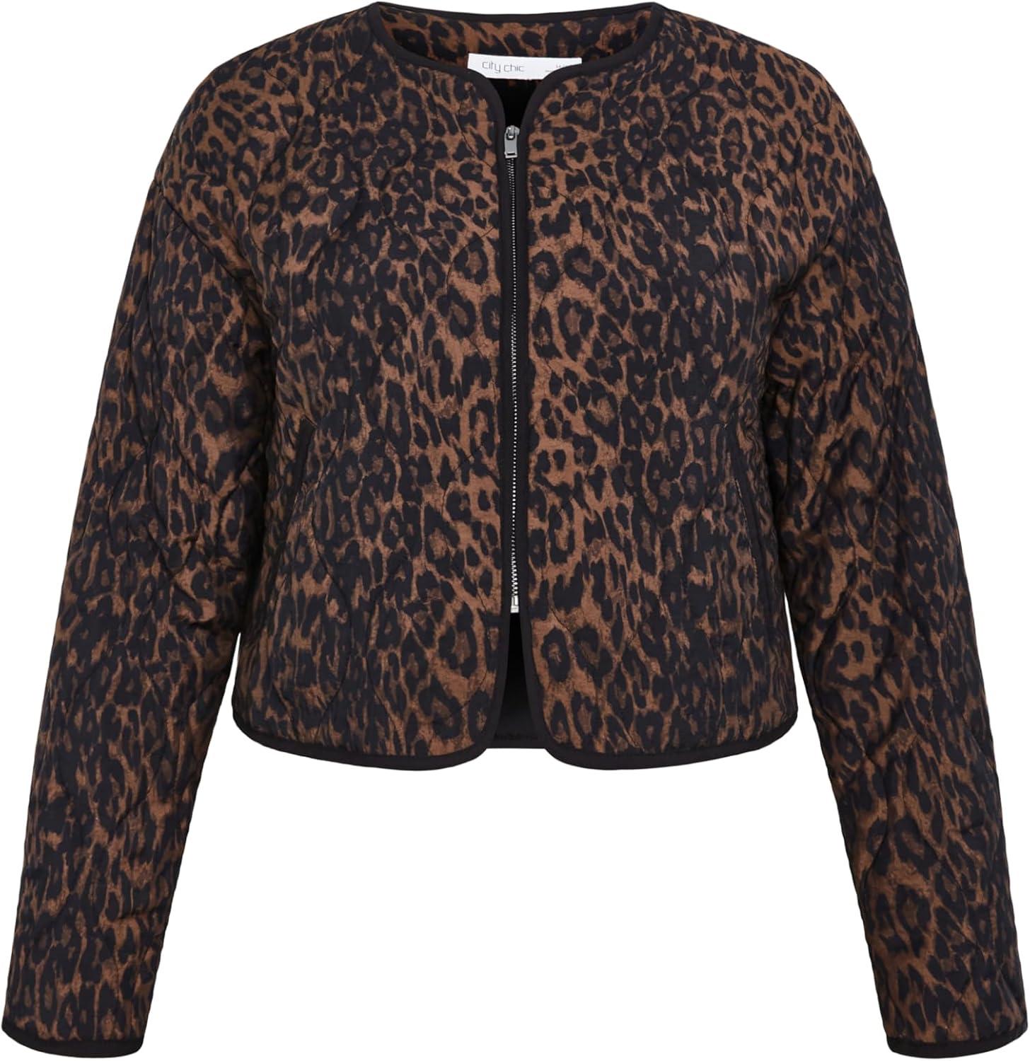 image:imageCity Chic Womens Plus Size Jacket Quilted Animal PrintAnimal