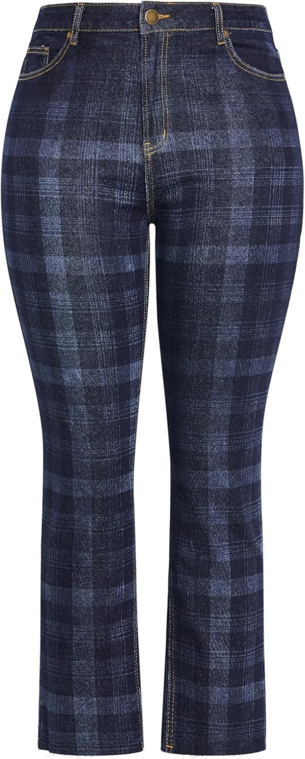image:imageCity Chic Womens Plus Size Jean Harley Baylee StraightDenim Check