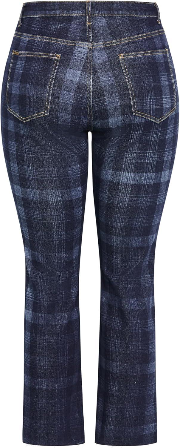 image:imageCity Chic Womens Plus Size Jean Harley Baylee StraightDenim Check
