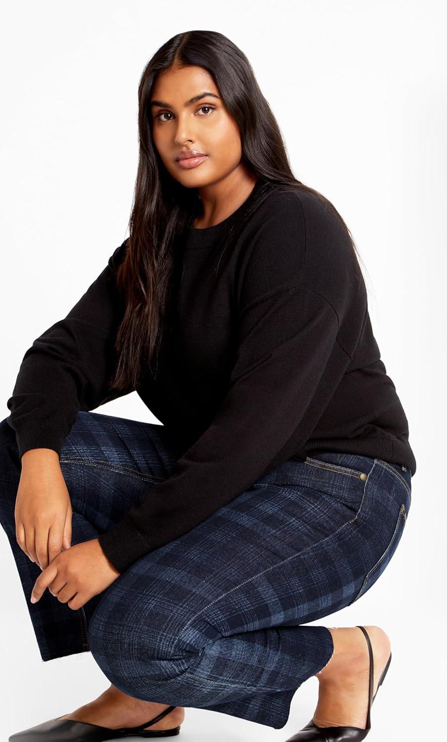 image:imageCity Chic Womens Plus Size Jean Harley Baylee StraightDenim Check
