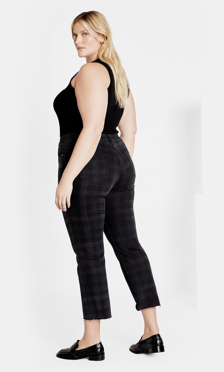 image:imageCity Chic Womens Plus Size Jean Harley Baylee StraightGrey Check