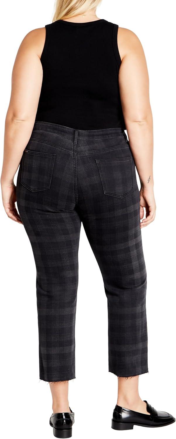 image:imageCity Chic Womens Plus Size Jean Harley Baylee StraightGrey Check