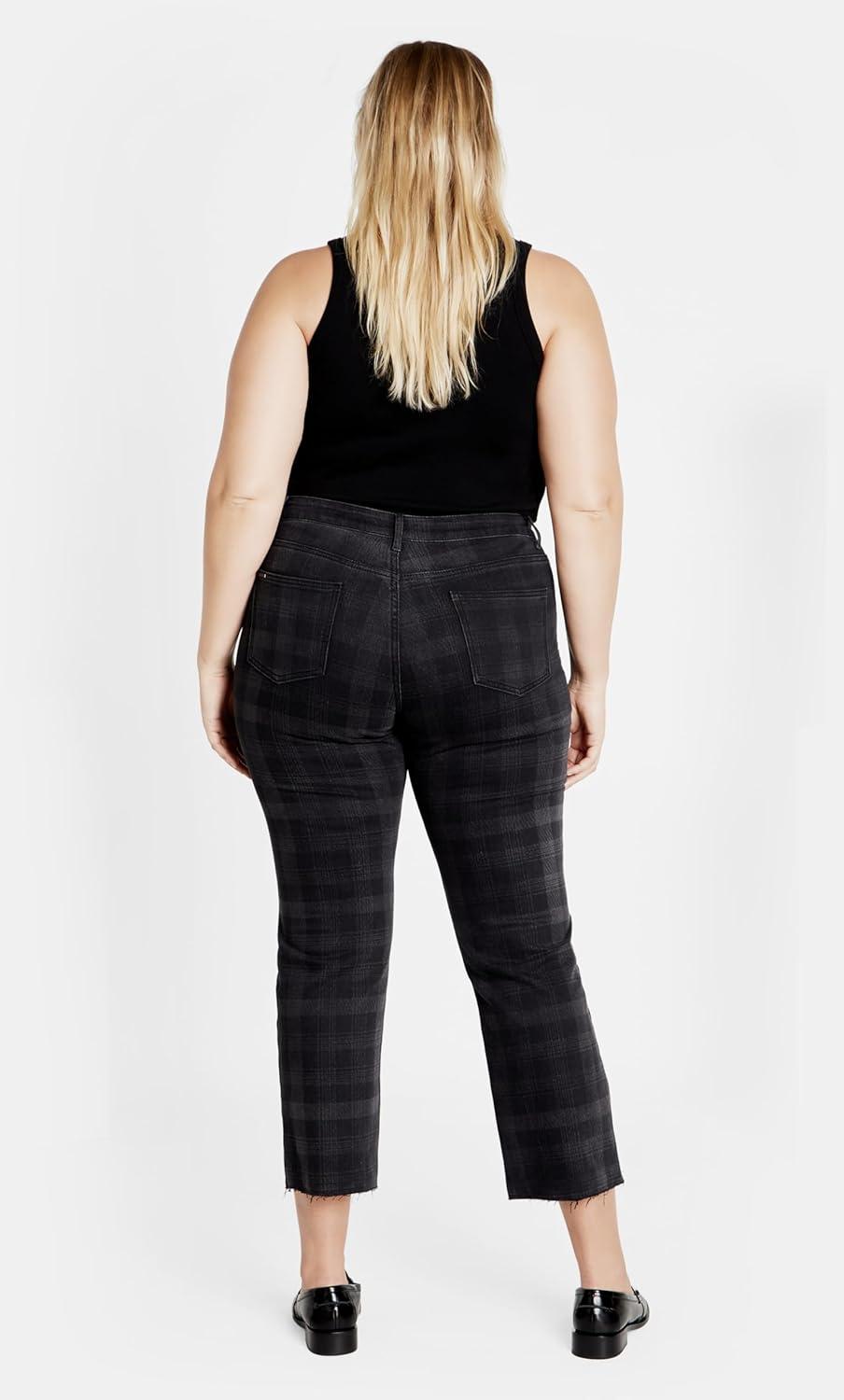 image:imageCity Chic Womens Plus Size Jean Harley Baylee StraightGrey Check