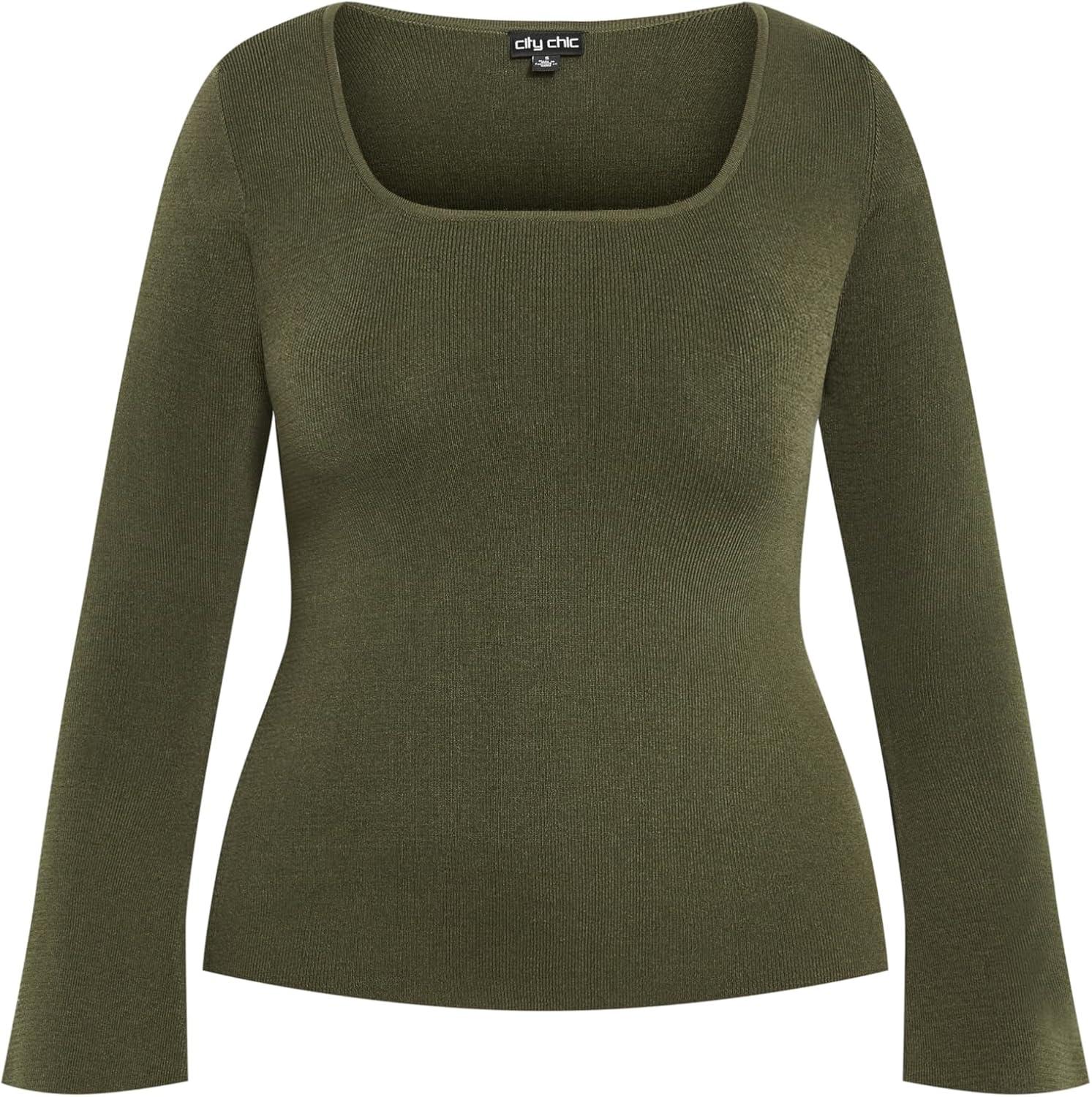 image:imageCity Chic Womens Plus Size Jumper AlessandraGreen