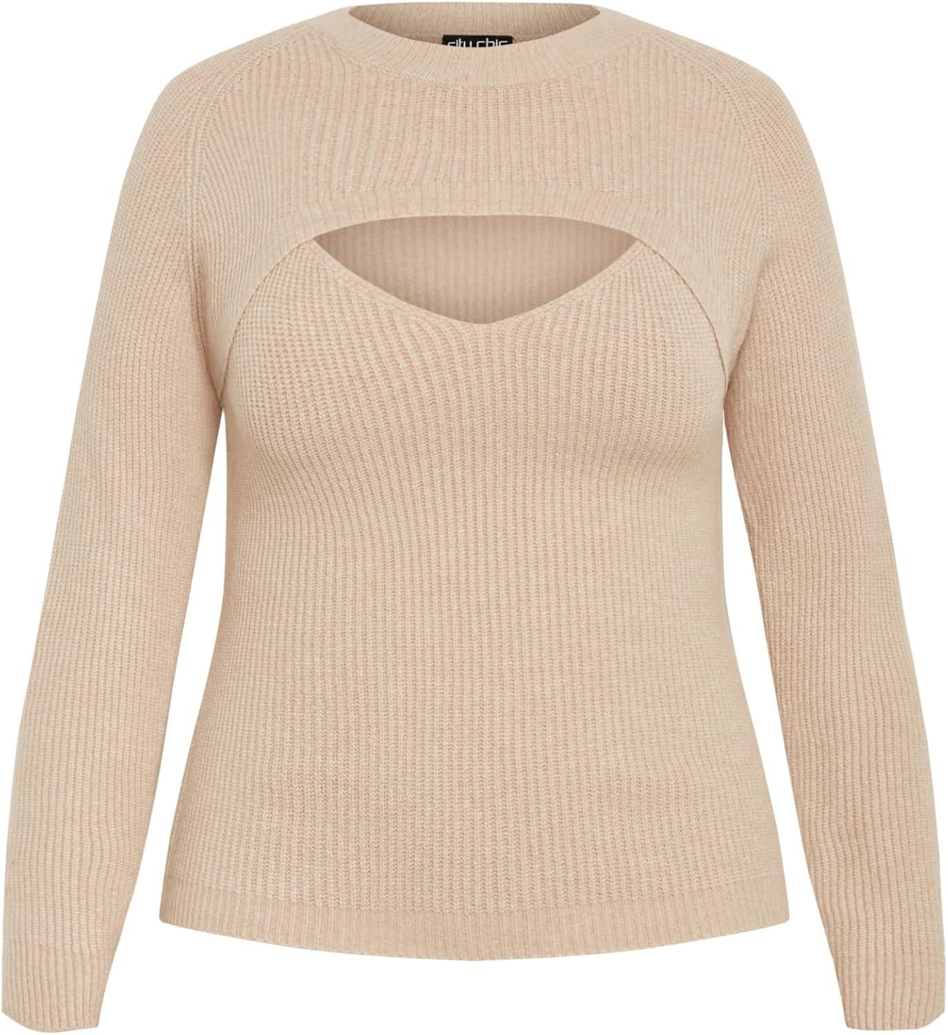 image:imageCity Chic Womens Plus Size Jumper HaisleyTaupe