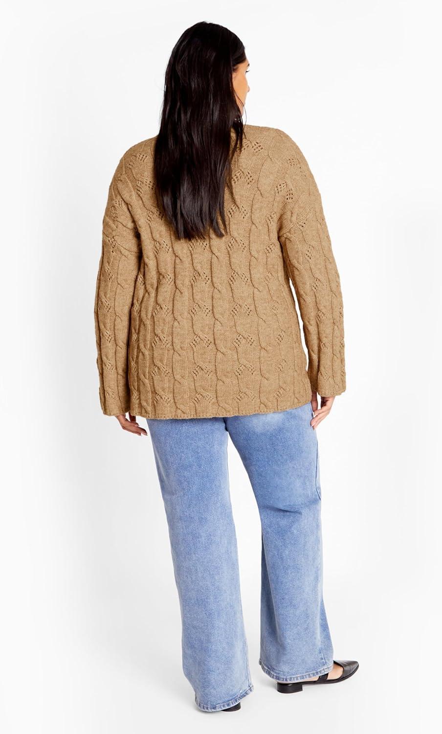 image:imageCity Chic Womens Plus Size Jumper Iris CableCaramel