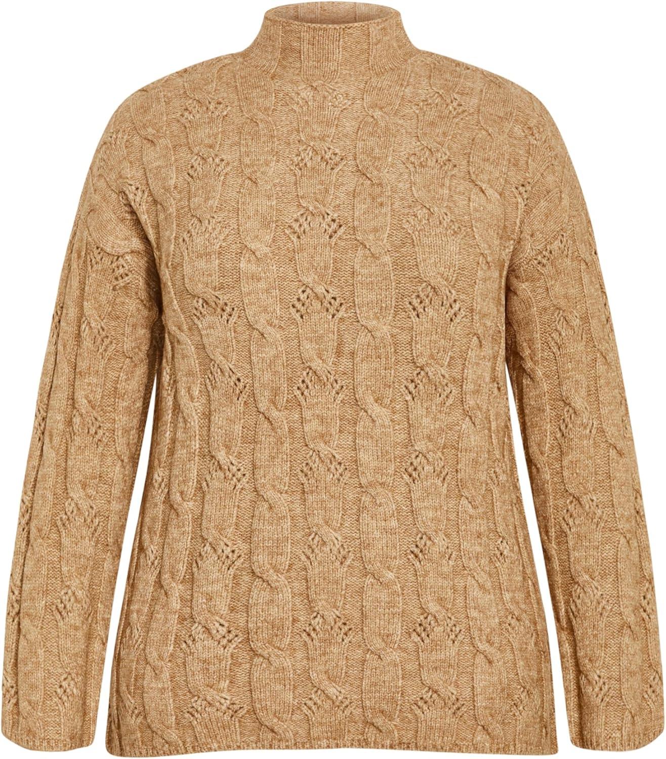 image:imageCity Chic Womens Plus Size Jumper Iris CableCaramel