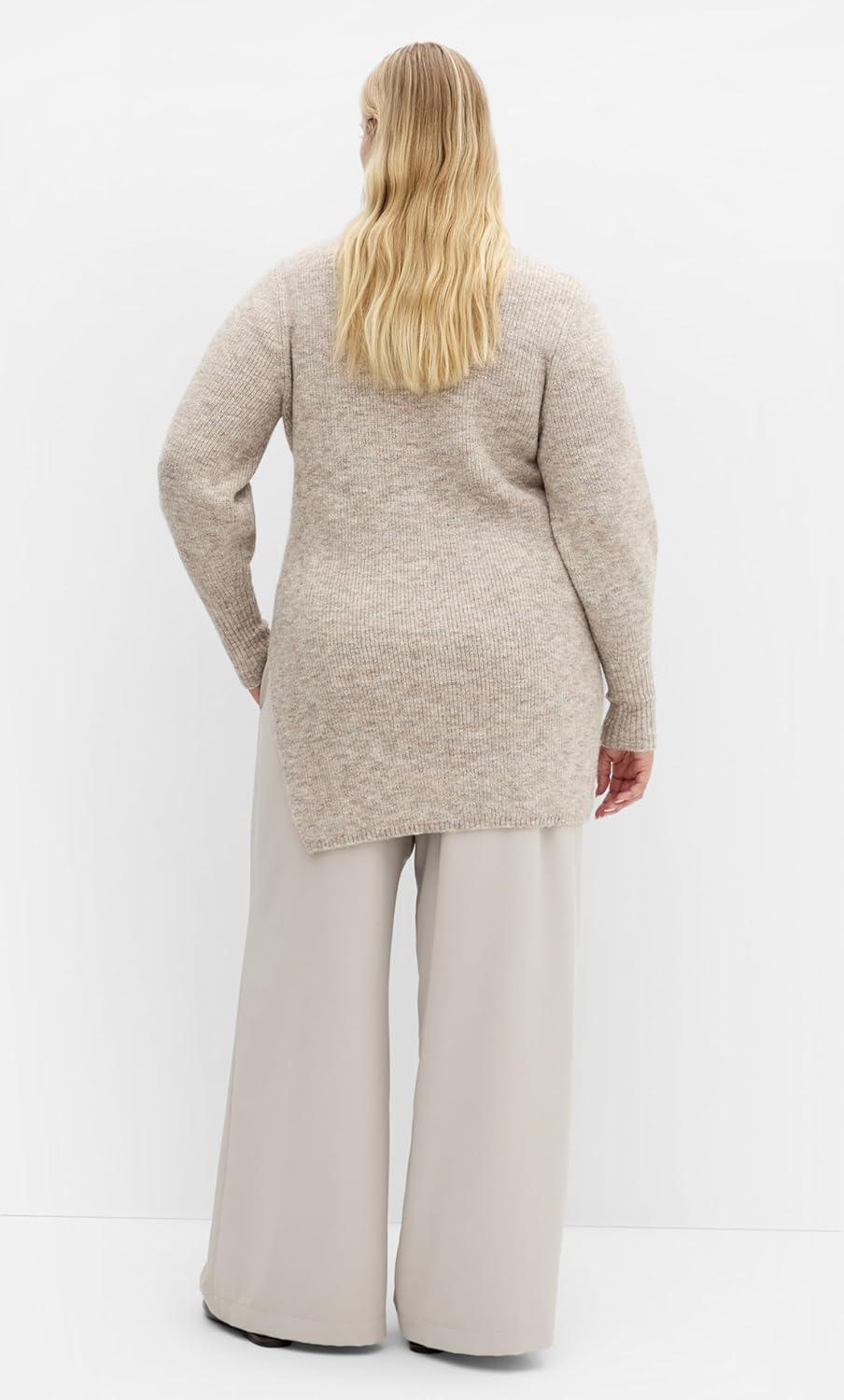 image:imageCity Chic Womens Plus Size Jumper Longline SplitTaupe