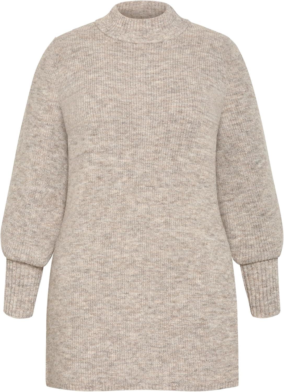 image:imageCity Chic Womens Plus Size Jumper Longline SplitTaupe