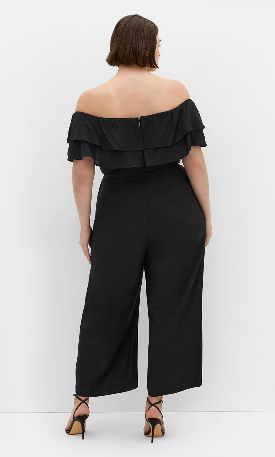 image:imageCity Chic Womens Plus Size Jumpsuit Poppy Off ShoulderBlack