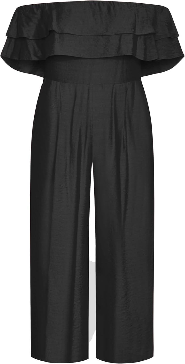 image:imageCity Chic Womens Plus Size Jumpsuit Poppy Off ShoulderBlack
