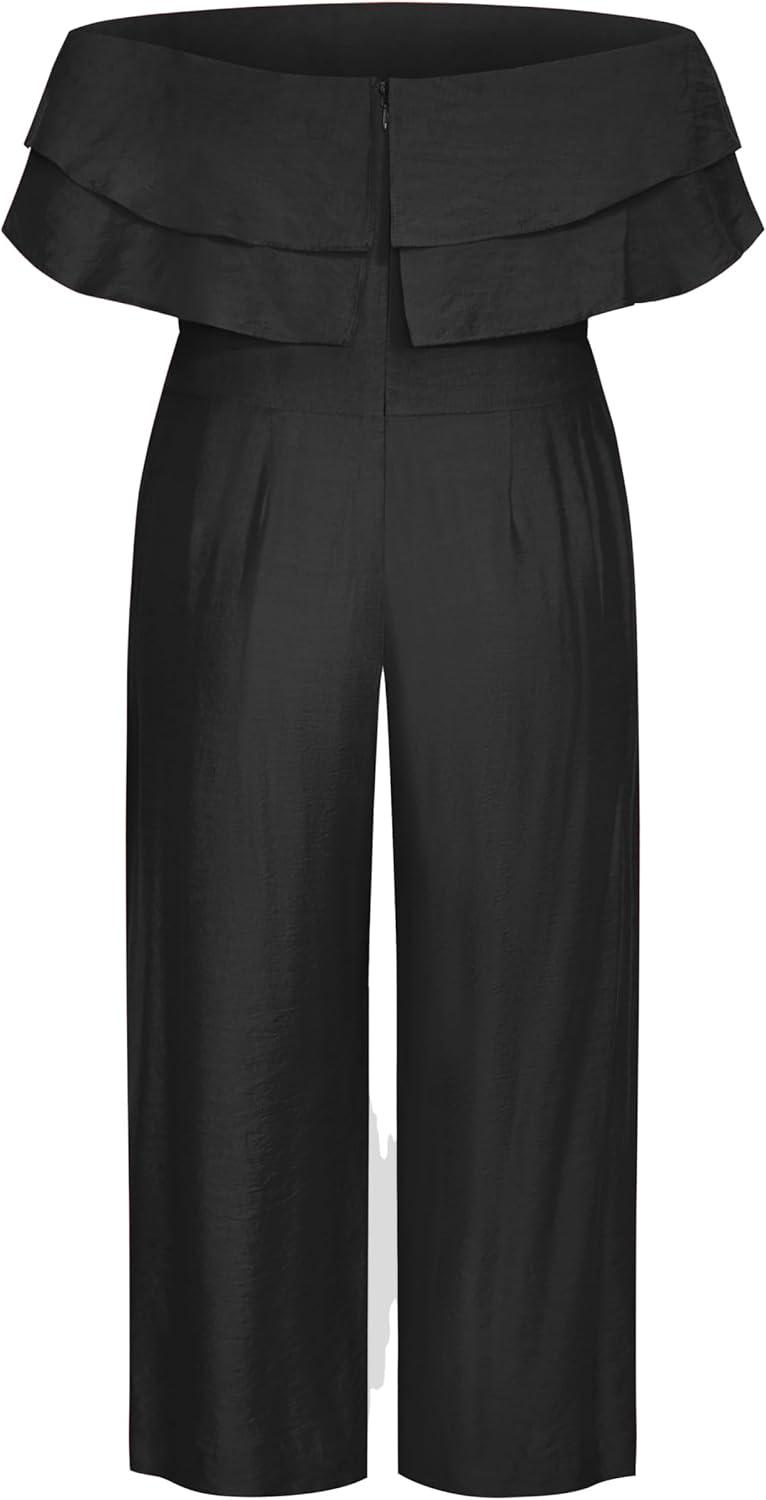 image:imageCity Chic Womens Plus Size Jumpsuit Poppy Off ShoulderBlack