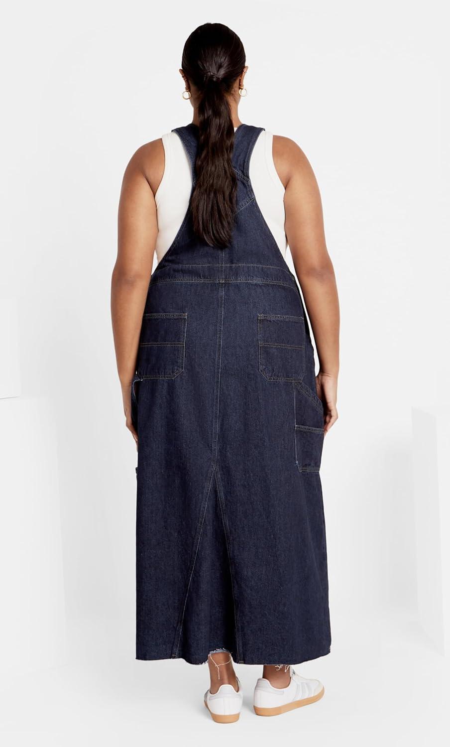 image:imageCity Chic Womens Plus Size Maxi Dress PinaforeDenim Mid