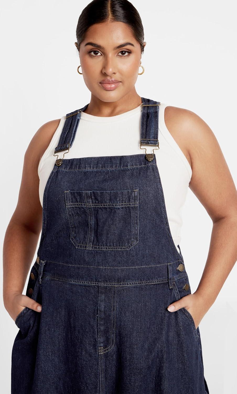 image:imageCity Chic Womens Plus Size Maxi Dress PinaforeDenim Mid