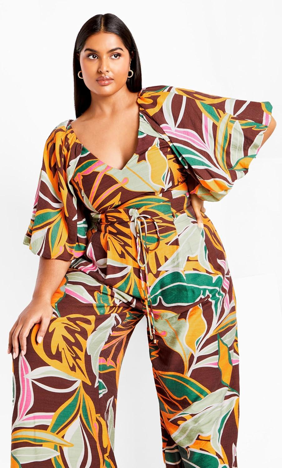 image:imageCity Chic Womens Plus Size Pant Peta Print Tie WaistOpulent Foligae