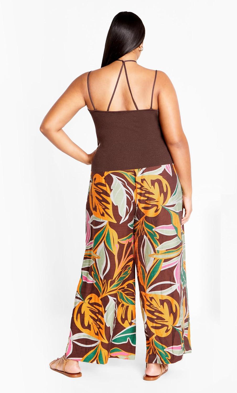 image:imageCity Chic Womens Plus Size Pant Peta Print Tie WaistOpulent Foligae