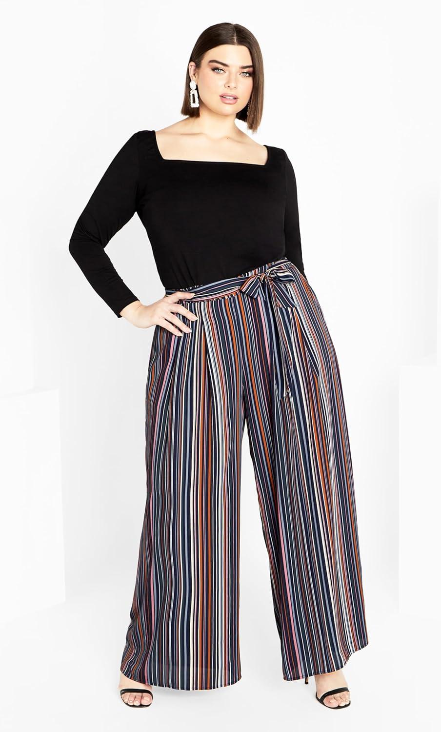 image:imageCity Chic Womens Plus Size Pant IllusionMidnight Stripe