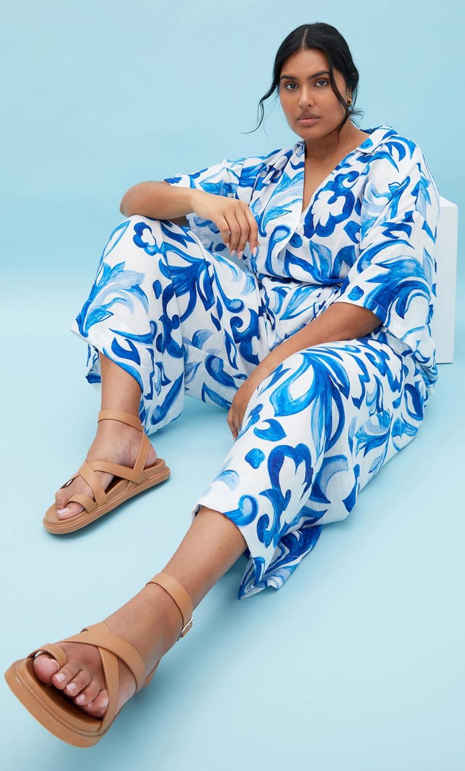 image:imageCity Chic Womens Plus Size Pants Resort Wide PrintMykonos