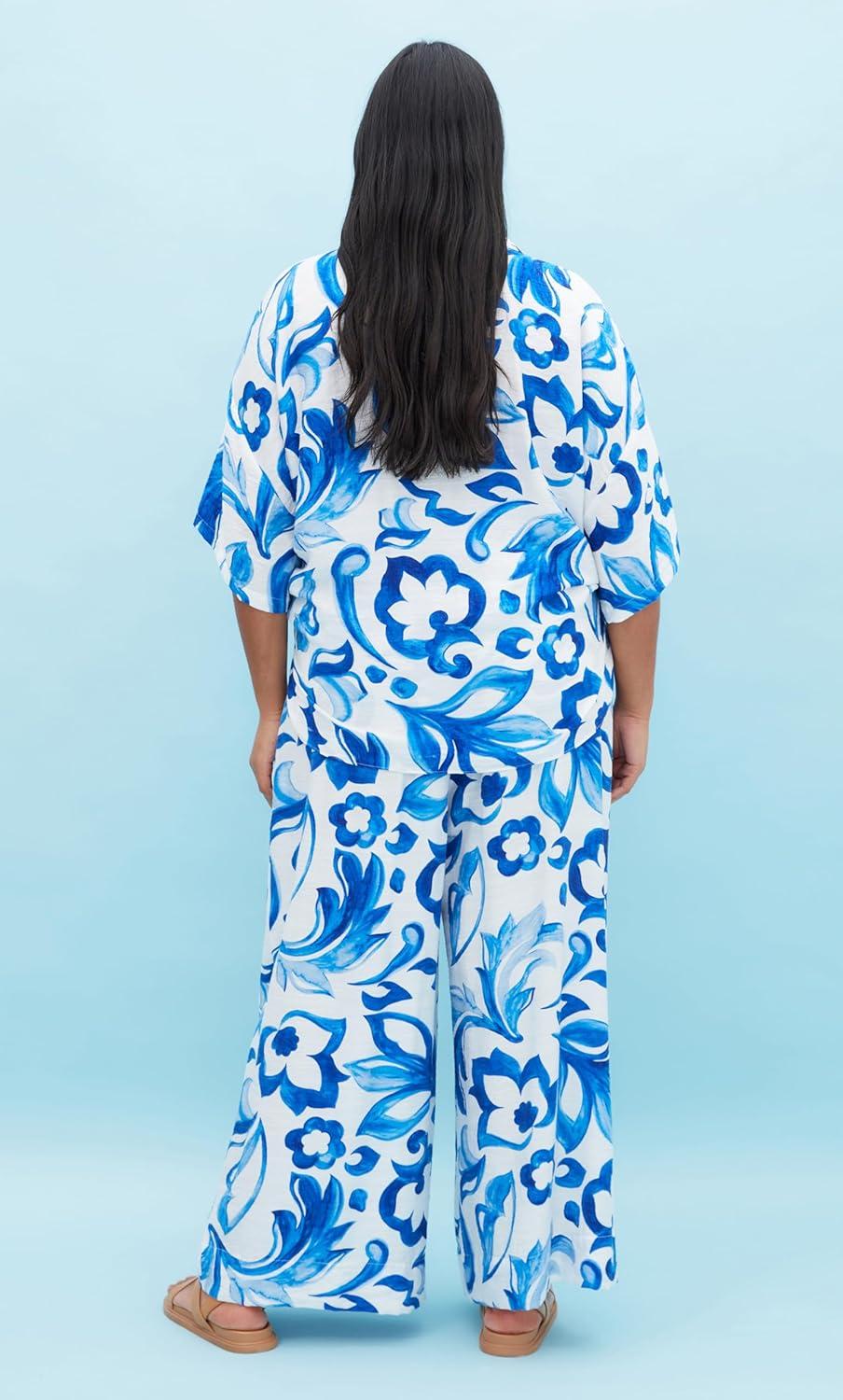 image:imageCity Chic Womens Plus Size Pants Resort Wide PrintMykonos