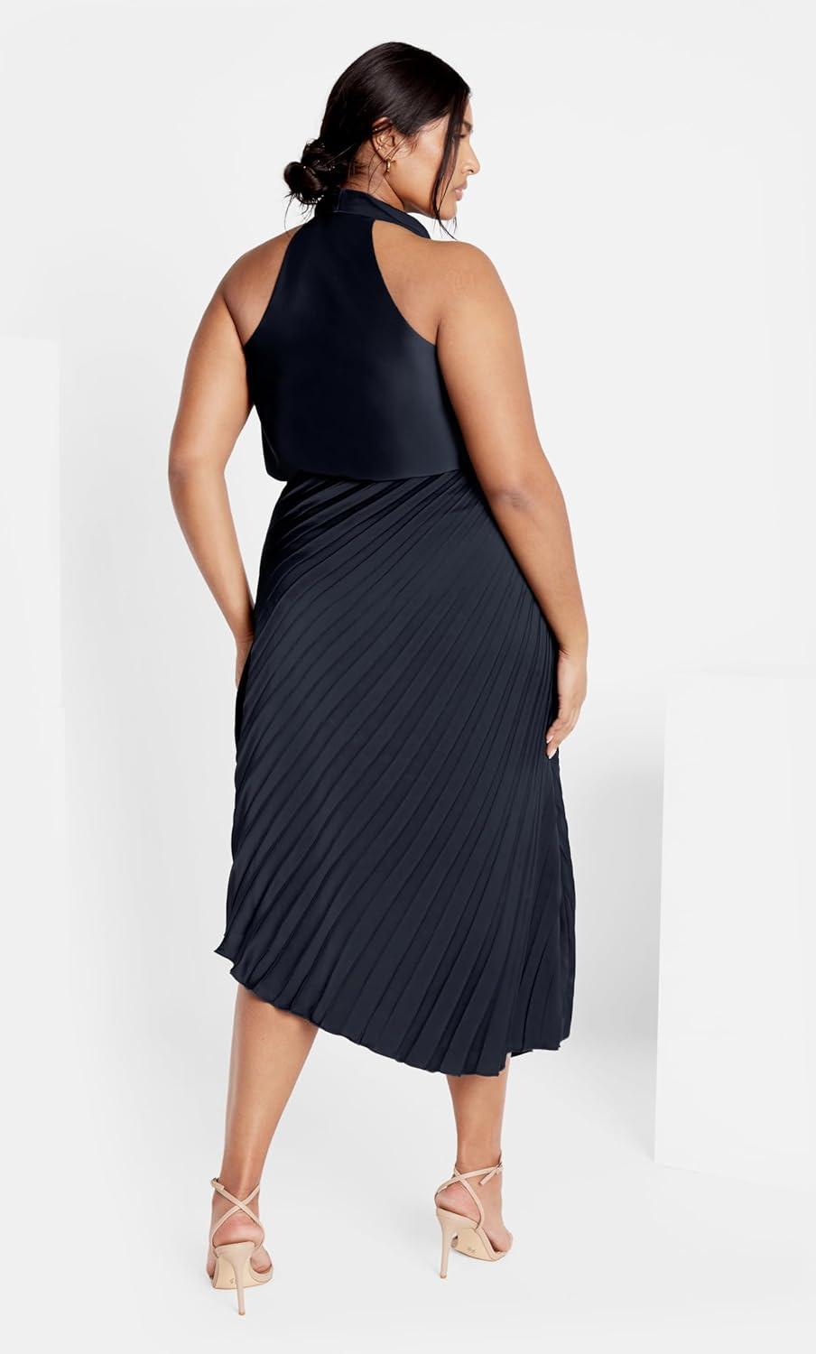 image:imageCity Chic Womens Plus Size Skirt Amaya Asymmetrical Harmonica PleatBlue
