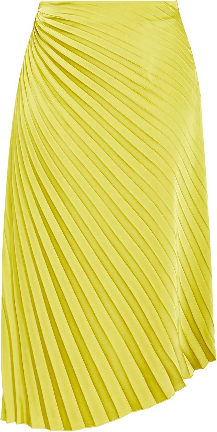image:imageCity Chic Womens Plus Size Skirt Amaya Asymmetrical Harmonica PleatChartreuse