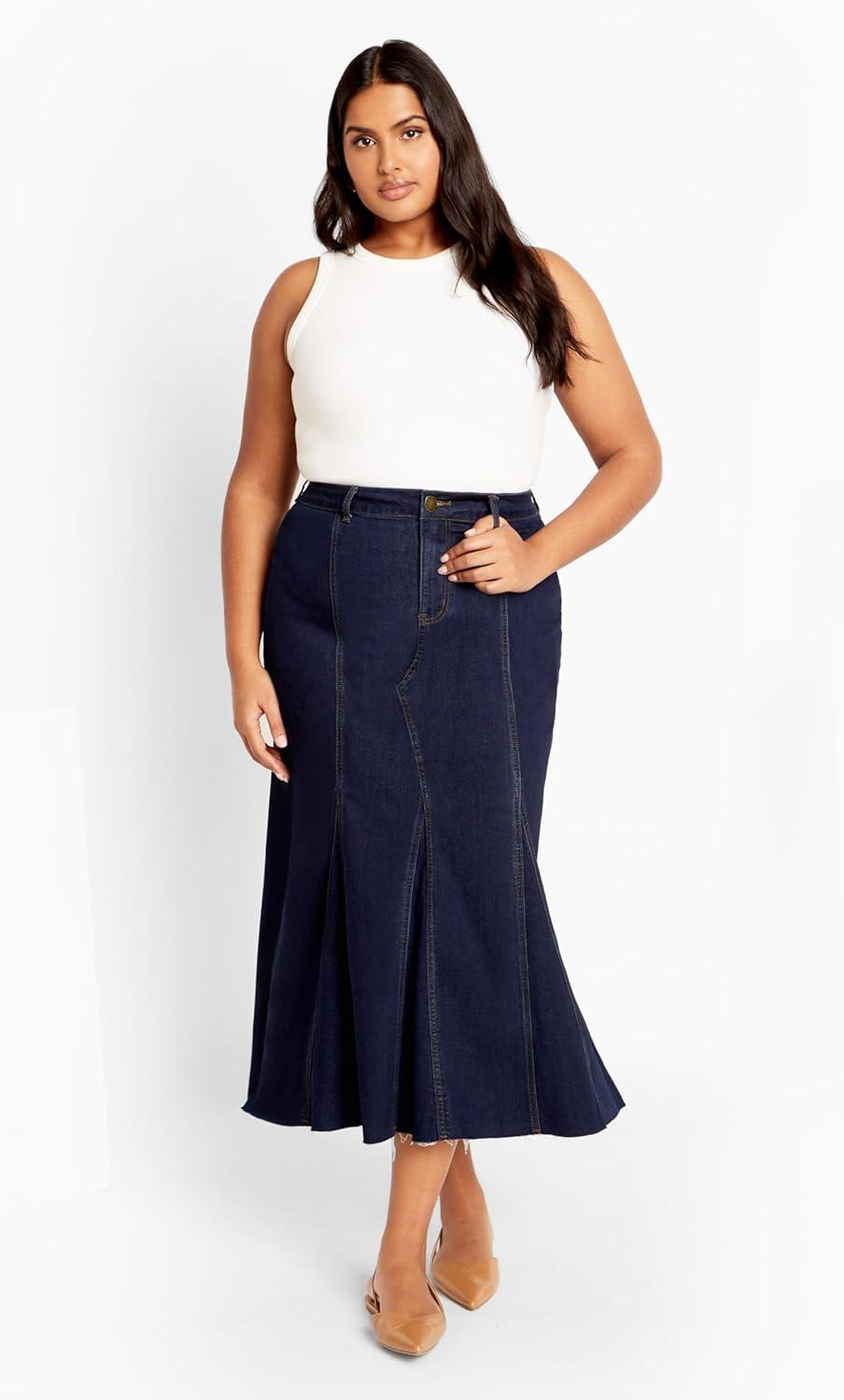 image:imageCity Chic Womens Plus Size Skirt LayloDenim Dark