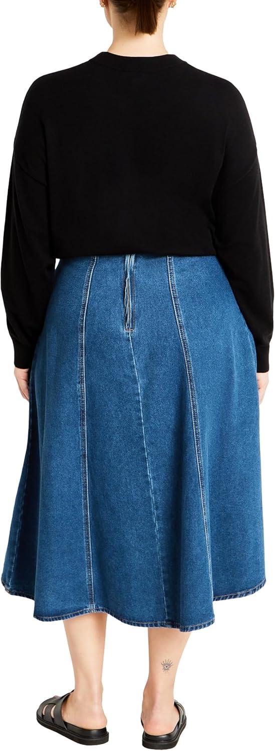 image:imageCity Chic Womens Plus Size Skirt Denim Hi LoDenim Mid