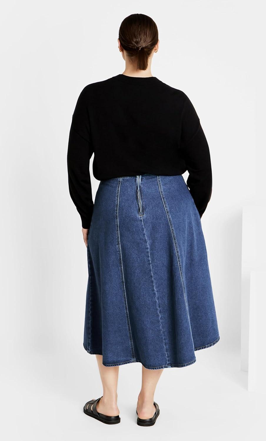 image:imageCity Chic Womens Plus Size Skirt Denim Hi LoDenim Mid