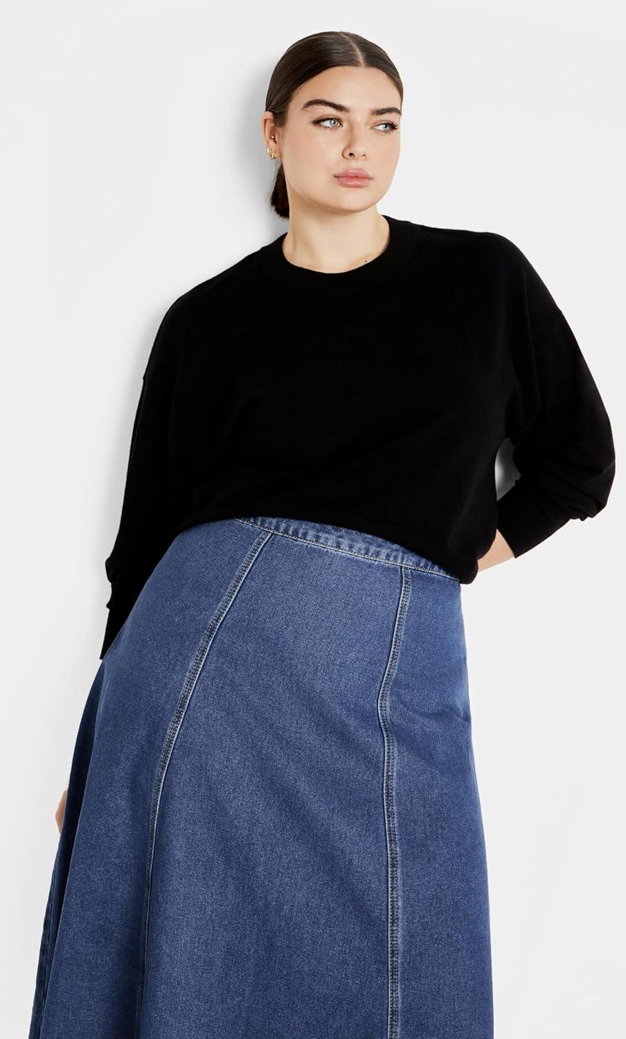 image:imageCity Chic Womens Plus Size Skirt Denim Hi LoDenim Mid