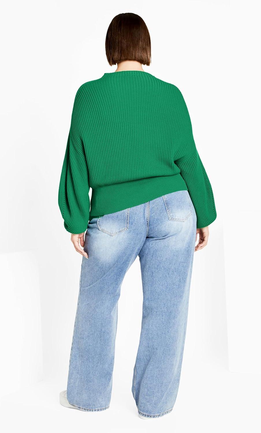 image:imageCity Chic Womens Plus Size Sweater Angel SleeveGreenstone